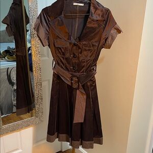 NWOT Hazel Chocolate Brown Satin Dress
